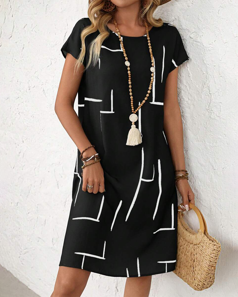 Women's Relaxed Vacation Dress – Flowy Printed Summer Dress