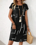 Women's Relaxed Vacation Dress – Flowy Printed Summer Dress