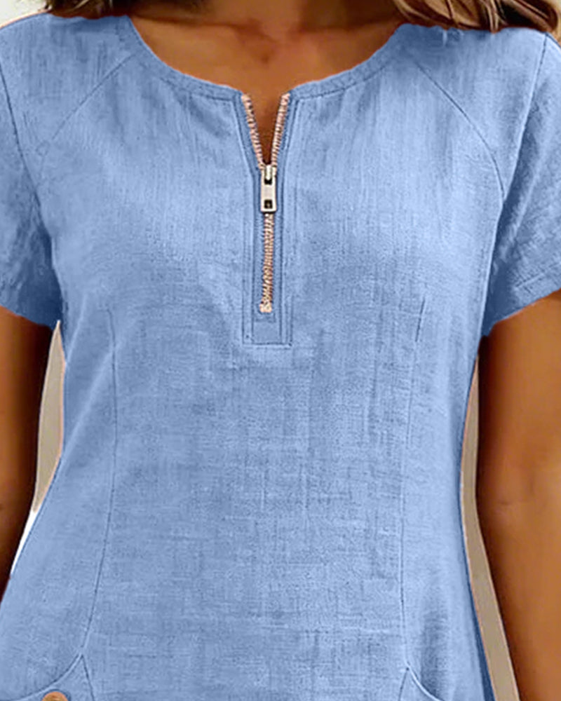 Women's A-Line Dress – Zip Front Flared Day Dress