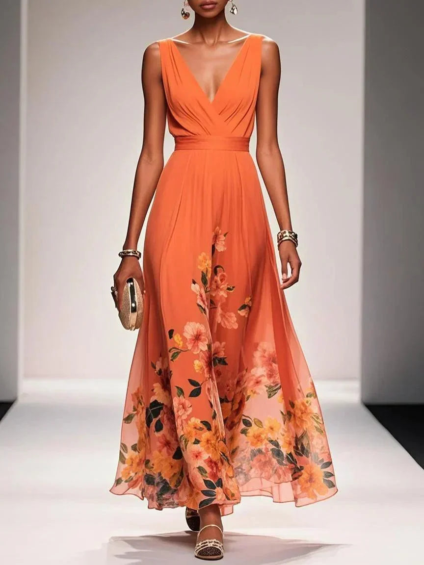 Women's Wedding Guest Floral Maxi Dress – Flowy Summer Occasion Dress
