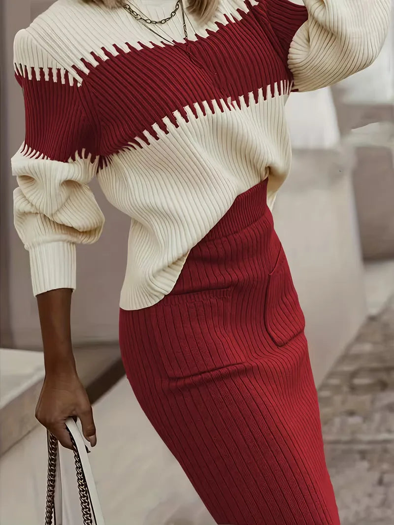 Women's Knit Skirt Set – Ribbed Sweater Co-Ord