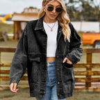 Women's Utility Jean Jacket – Oversized Relaxed Fit Pocket Jacket