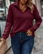 Women's Half Zip Sweater – Ribbed Long Sleeve Knit Sweater