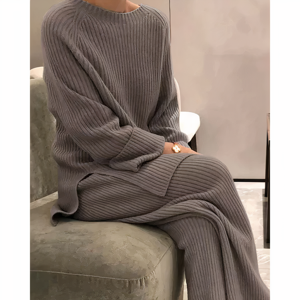 Women's Wide Leg Knit Set – Relaxed Sweater Lounge Set