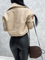 Women's Shearling Style Jacket – Zip-Up Pocket Winter Coat