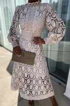 Women's Elegant Lace Dress – Midi Occasion Dress