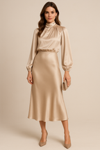 Women's High Waist Midi Dress – Figure-Flattering Midi Dress – Kriz