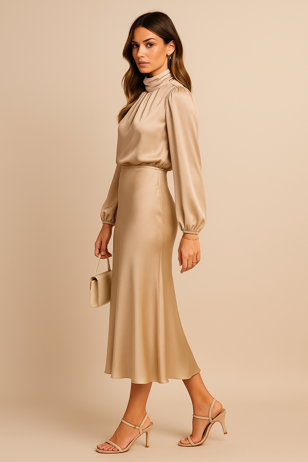 Women's High Waist Midi Dress – Figure-Flattering Midi Dress – Kriz