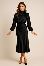 Women's High Waist Midi Dress – Figure-Flattering Midi Dress – Kriz