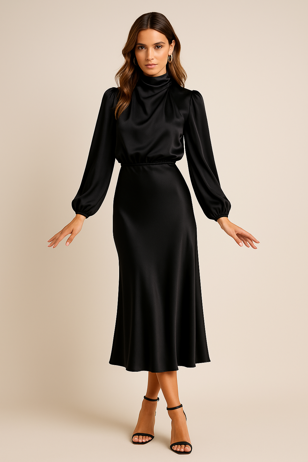 Women's High Waist Midi Dress – Figure-Flattering Midi Dress – Kriz