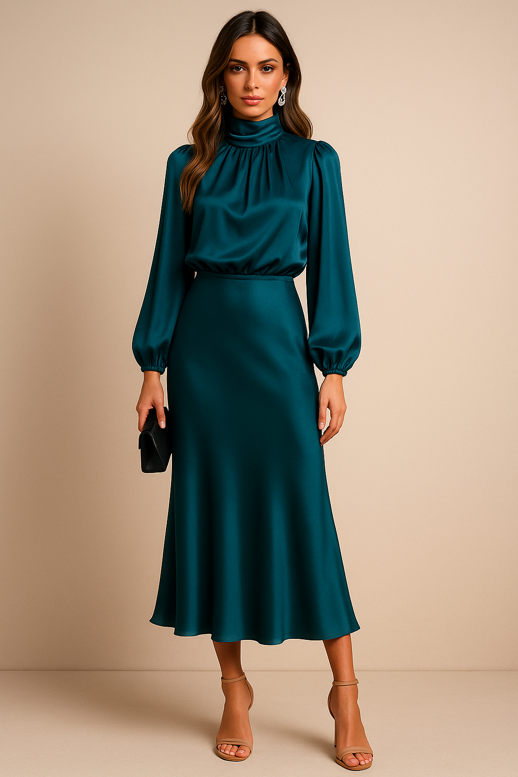 Women's High Waist Midi Dress – Figure-Flattering Midi Dress – Kriz