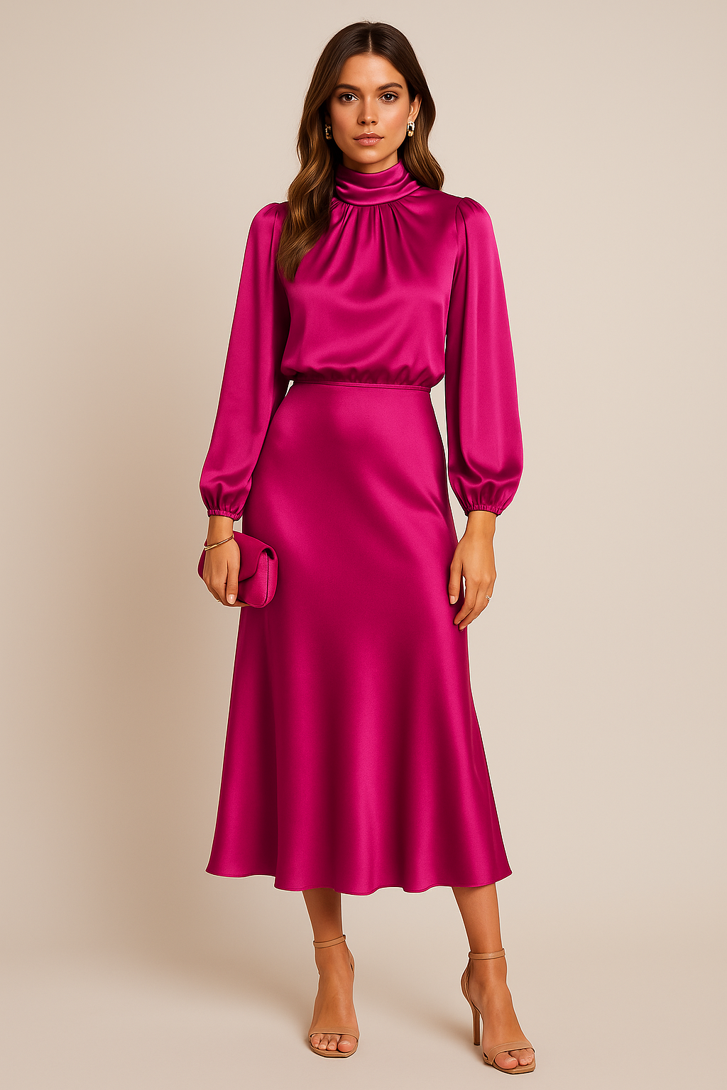 Women's High Waist Midi Dress – Figure-Flattering Midi Dress – Kriz