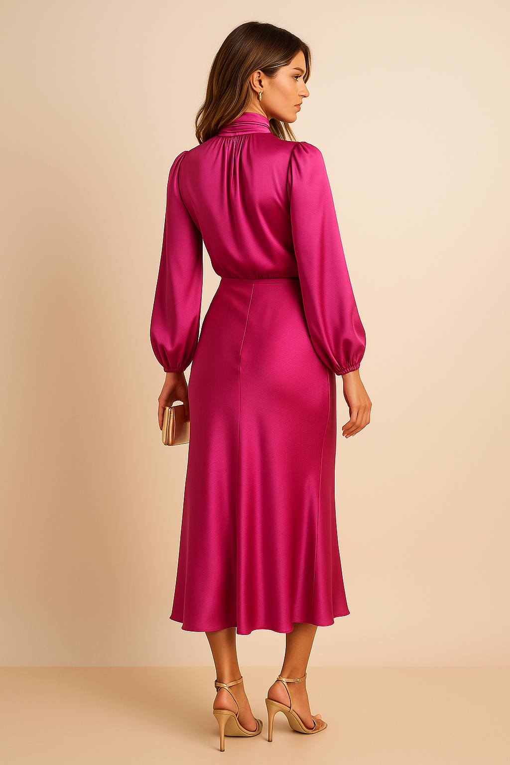 Women's High Waist Midi Dress – Figure-Flattering Midi Dress – Kriz