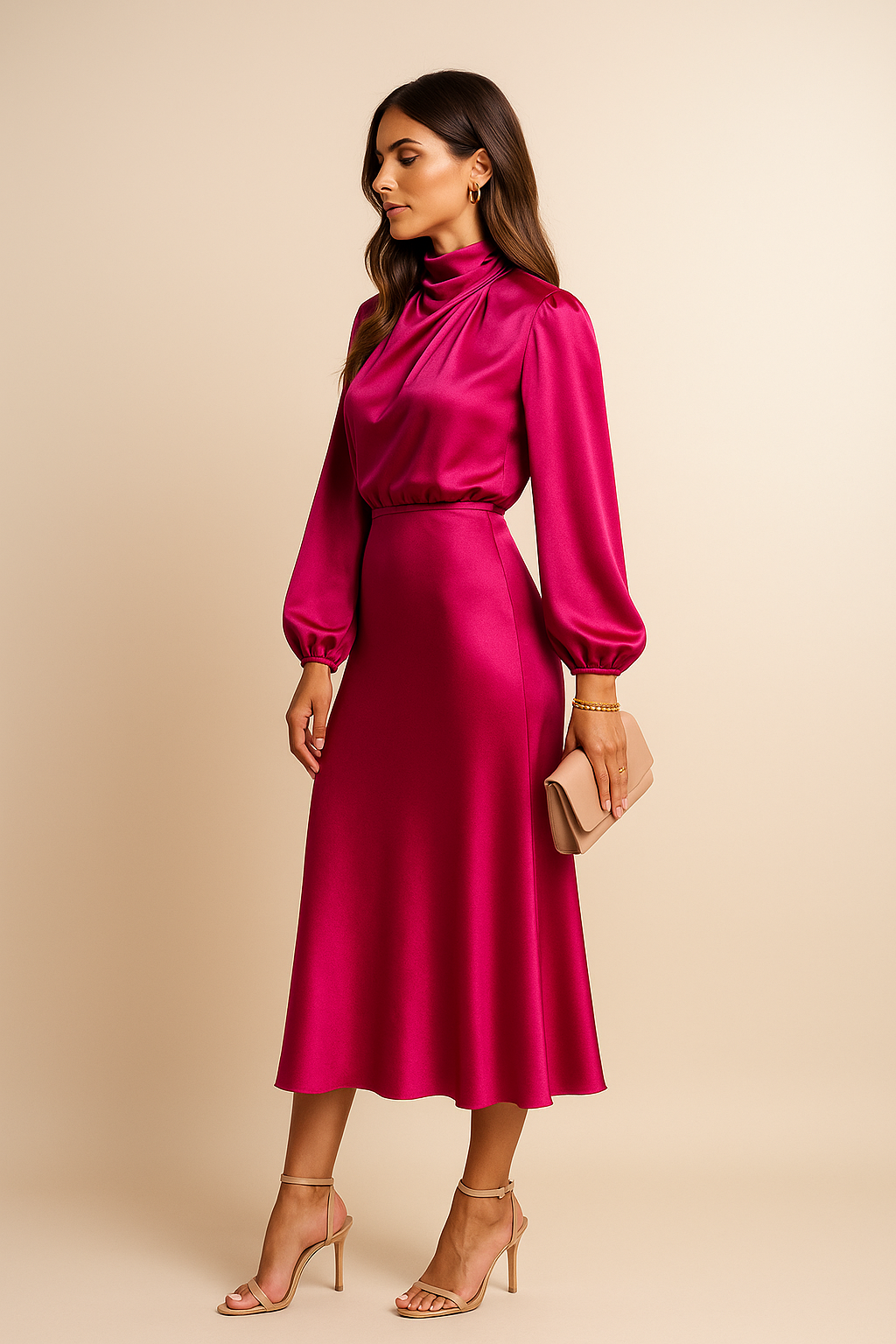 Women's High Waist Midi Dress – Figure-Flattering Midi Dress – Kriz