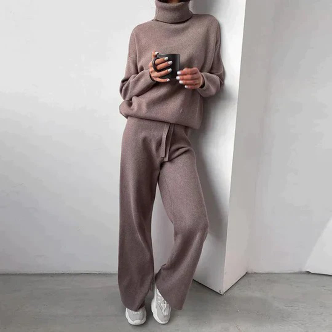 Women's High Waist Pants Set – Relaxed Blouse & Wide Leg Trouser Set
