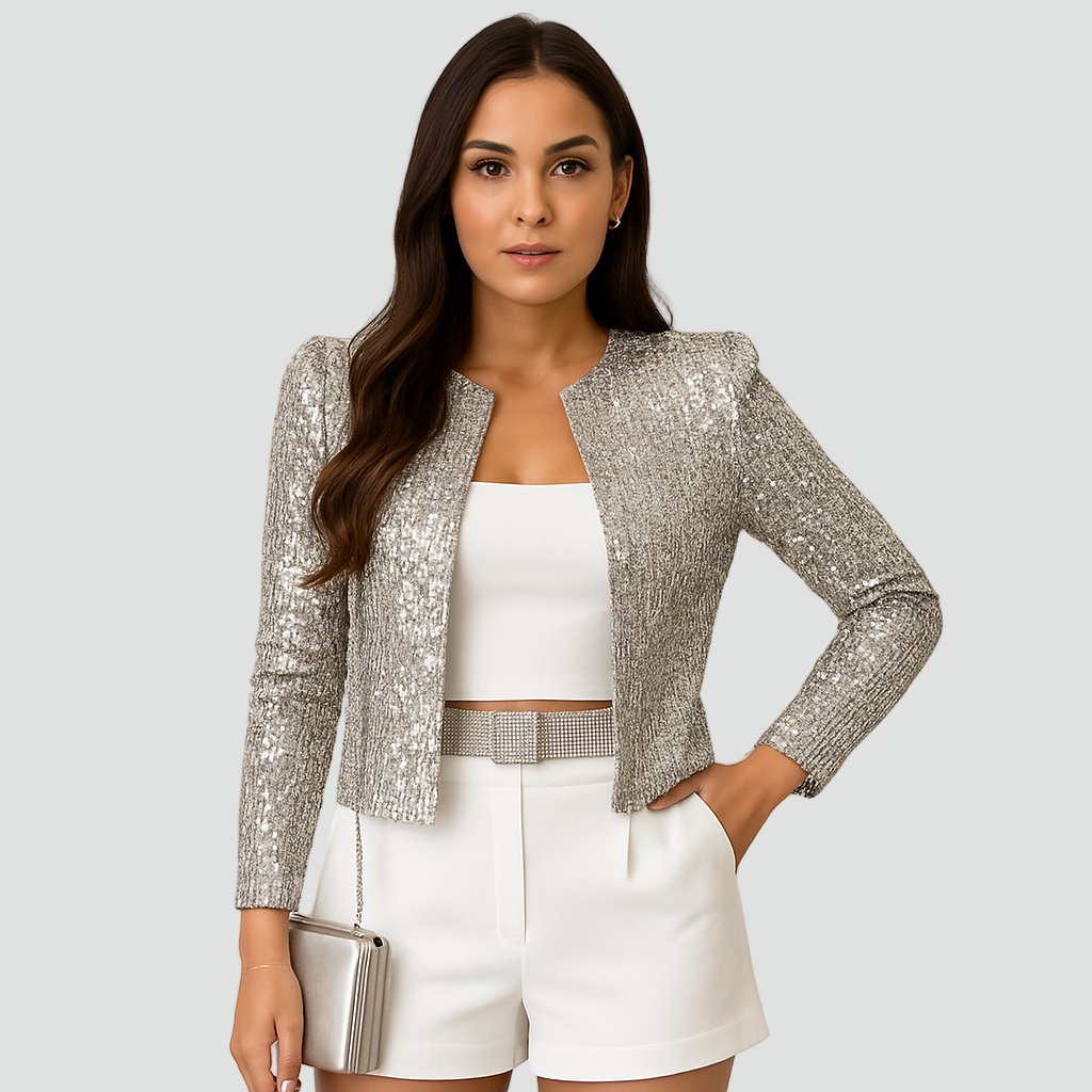 Women's Sequin Blazer – Open Front Party Blazer – Scarlett