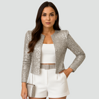 Women's Sequin Blazer – Open Front Party Blazer – Scarlett