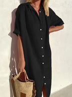Women's Collared Shirt Dress – Casual Button-Up Dress