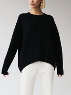 Women's Oversized Knit Sweater – Relaxed Crew Neck Long Sleeve Pullover