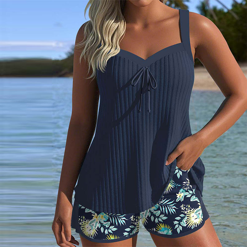 Women's Striped Tankini Set – Two-Piece Swim Set – Cassandra