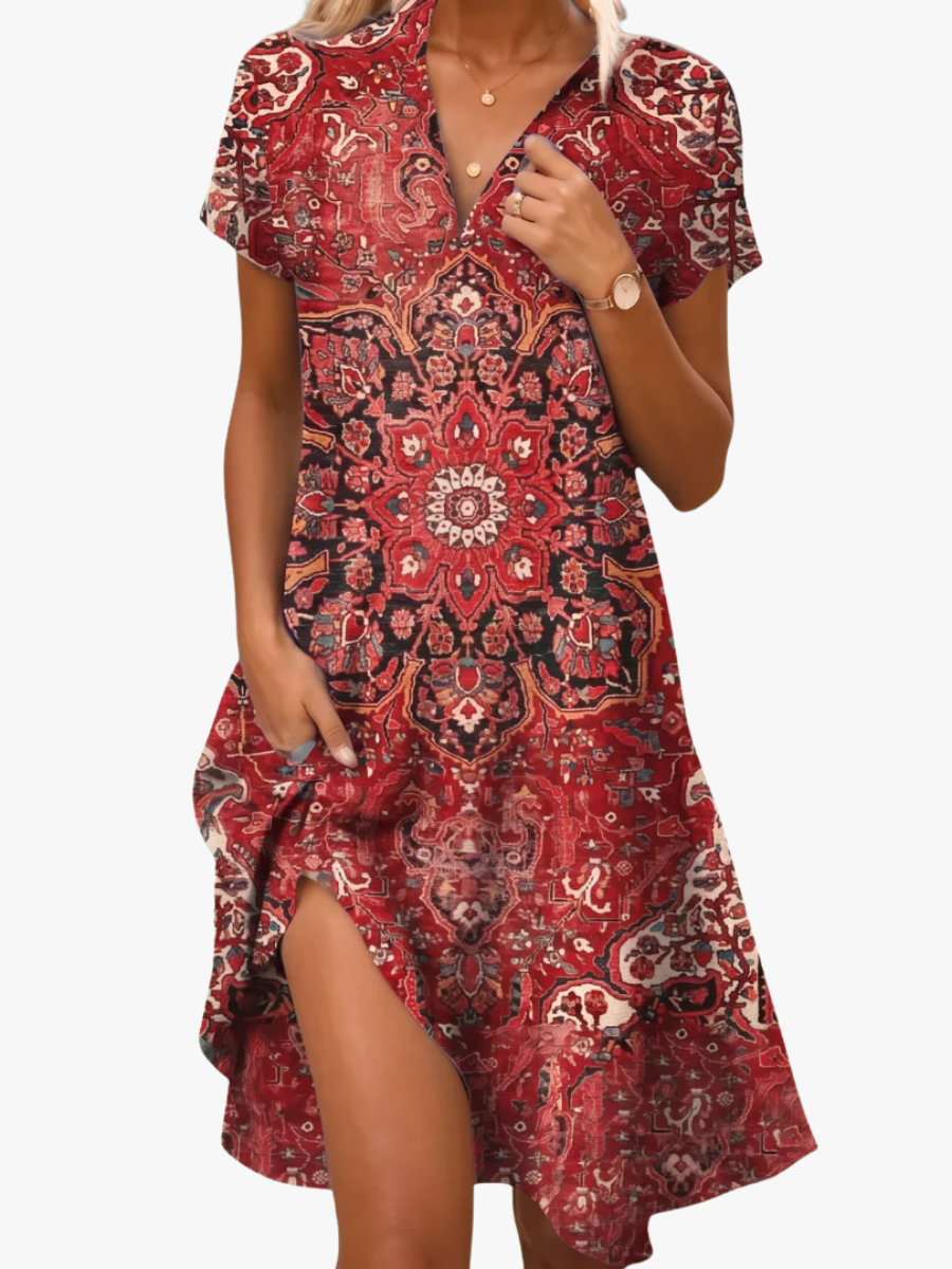 Women's Floral Midi Dress – Flowy Patterned Summer Dress