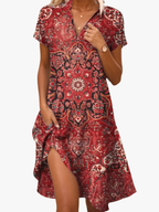 Women's Floral Midi Dress – Flowy Patterned Summer Dress