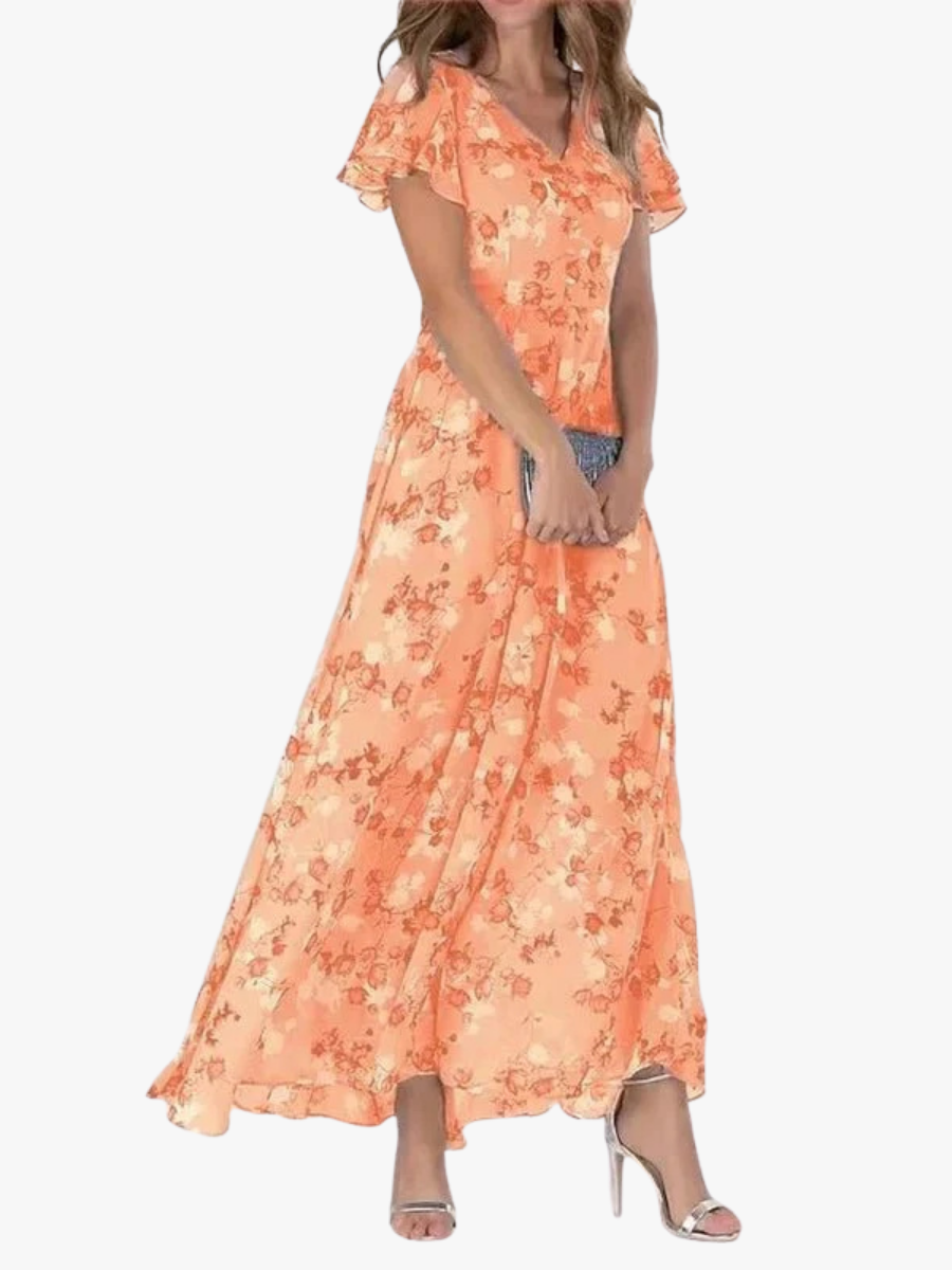 Women's Floral Maxi Dress – Flowy Summer Occasion Dress