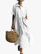 Women's Button Front Dress – Flowy Short Sleeve Summer Dress