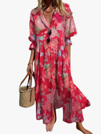 Women's Floral Print Maxi Dress – Pocket Flowy Summer Dress