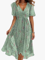 Women's Printed Midi Dress – Flowy Day-to-Night Dress