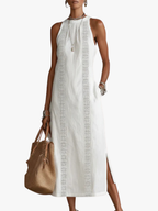 Women's Sleeveless Midi Dress – High Neck Flowy Summer Dress