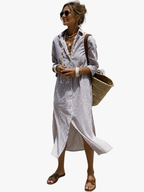 Women's Striped Midi Dress – Relaxed Flowy Day Dress