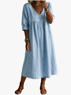 Women's Vintage Denim Look Dress – Relaxed Button Front Dress