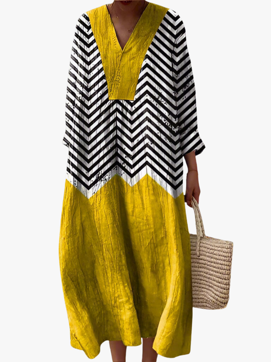 Women's Colourful Midi Dress – Flowy Printed Day Dress