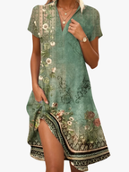 Women's Floral Midi Dress – Flowy Patterned Summer Dress
