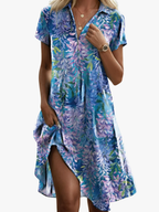 Women's Floral Midi Dress – Flowy Patterned Summer Dress