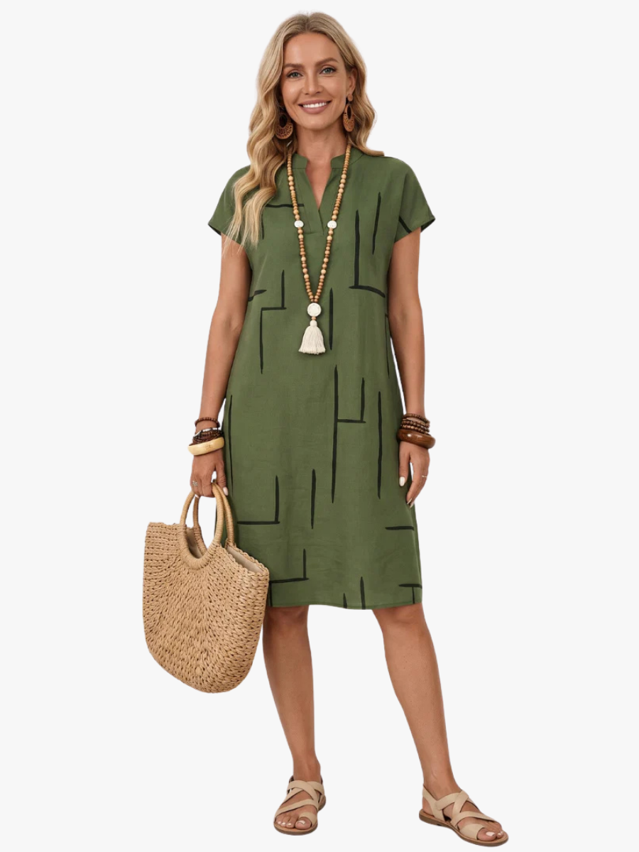 Women's Relaxed Vacation Dress – Flowy Printed Summer Dress