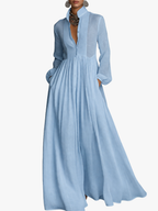 Women's Flowy Maxi Dress – V-Neck Summer Occasion Dress