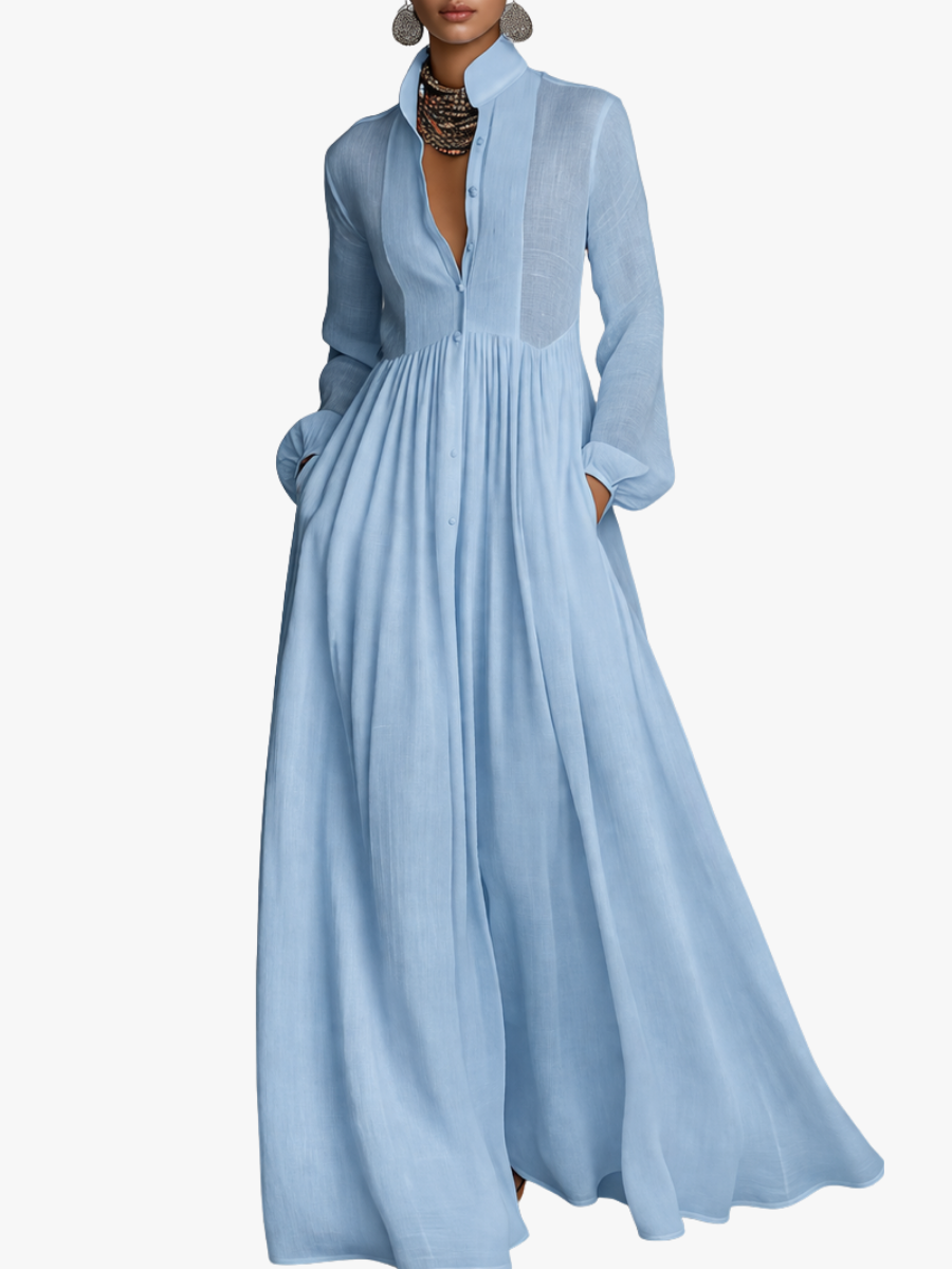Women's Flowy Maxi Dress – V-Neck Summer Occasion Dress