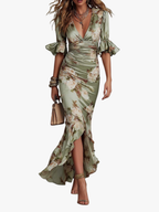 Women's Floral Wedding Guest Dress – Backless Flowy Occasion Dress