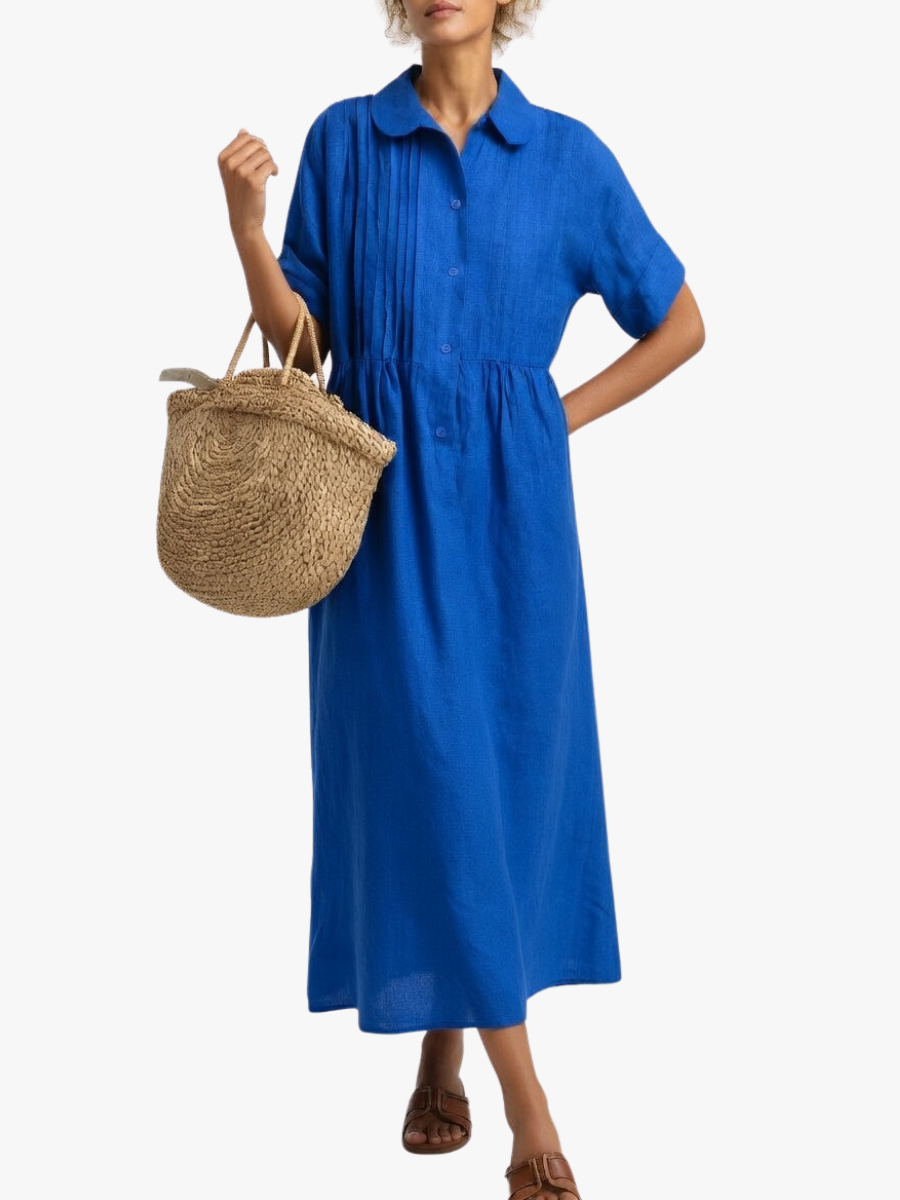 Women's Flowy Shirt Dress – Button Front Relaxed Day Dress