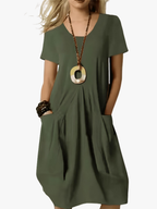 Women's Wedding Guest Midi Dress – Pleated Flowy Occasion Dress