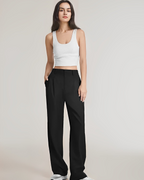 Women's Tailored Wide Leg Trousers – High Waist Dress Pants