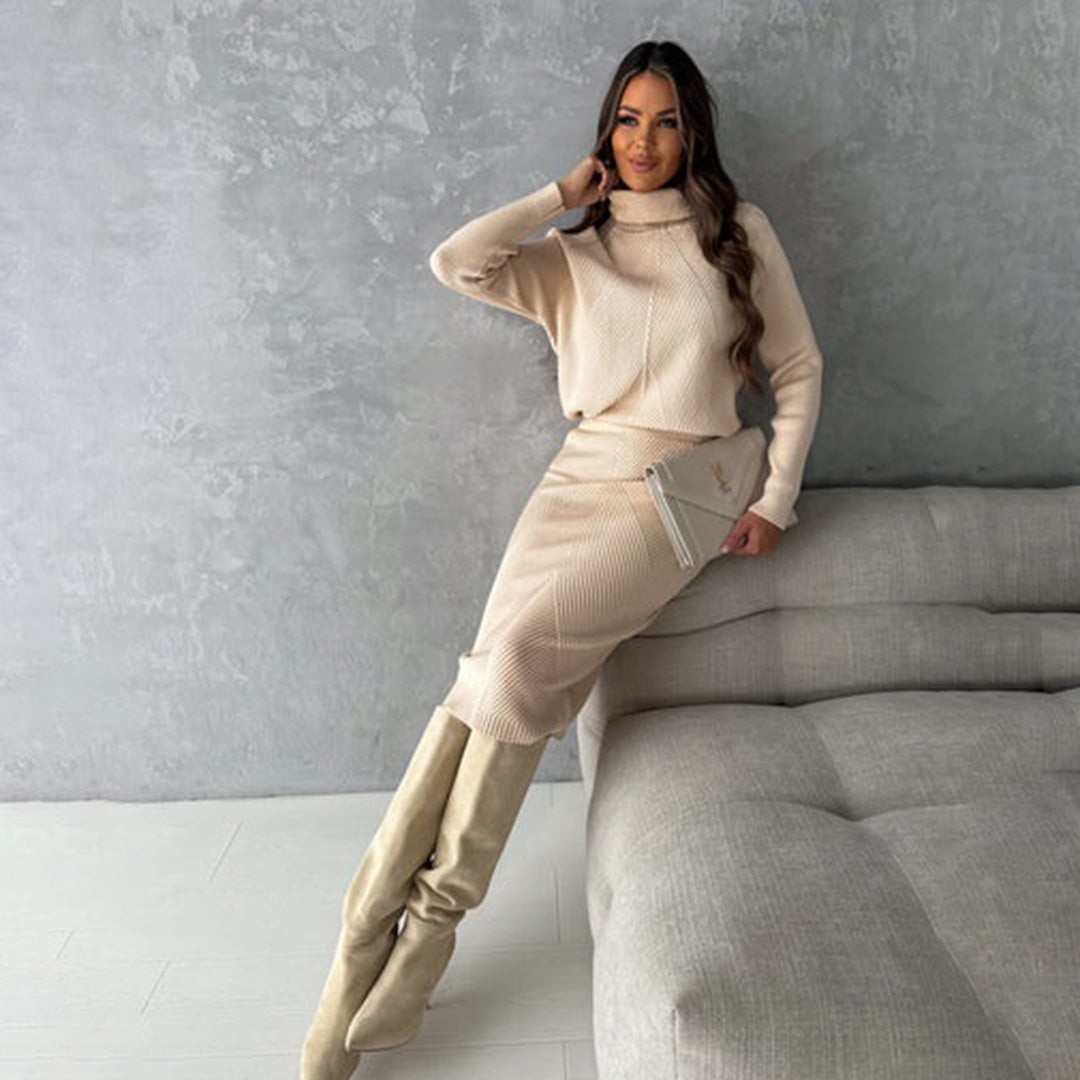 Women's Sweater & Skirt Set – Long Sleeve Top & Fitted Midi Skirt