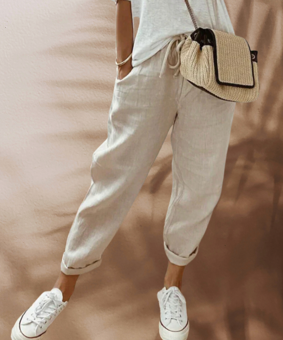 Women's Wide Leg Linen Pants – Casual Summer Pants