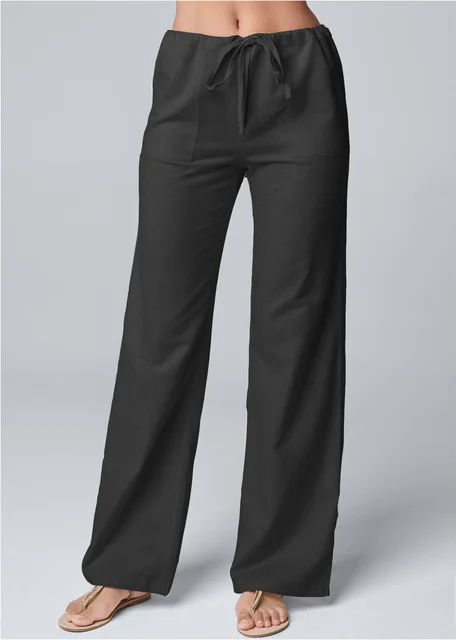 Women's Ankle Length Trousers – Drawstring Waist Relaxed Casual Pants
