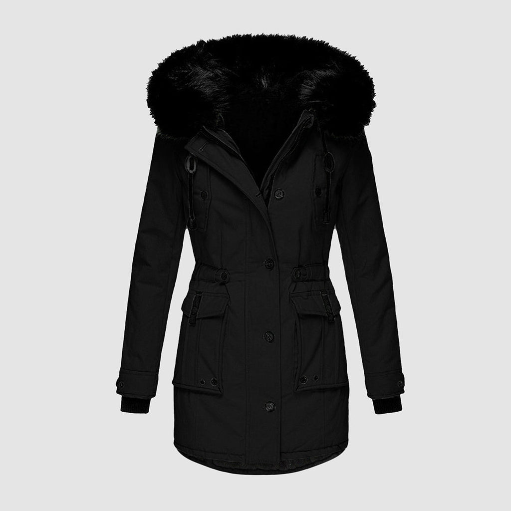 Women's Hooded Quilted Winter Coat – Waterproof Padded Longline Jacket
