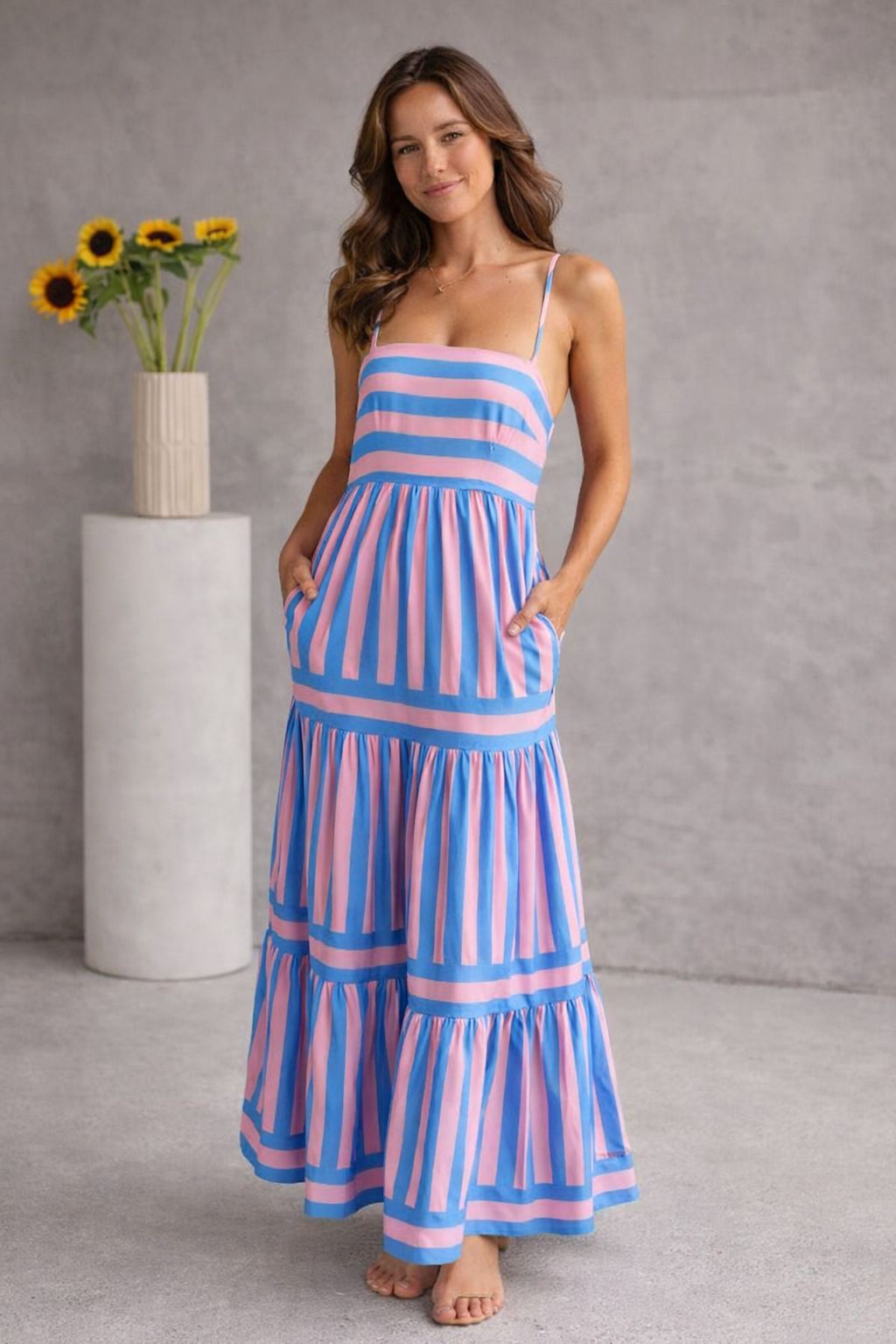 Women's Striped Vacation Maxi Dress – Resort Summer Dress