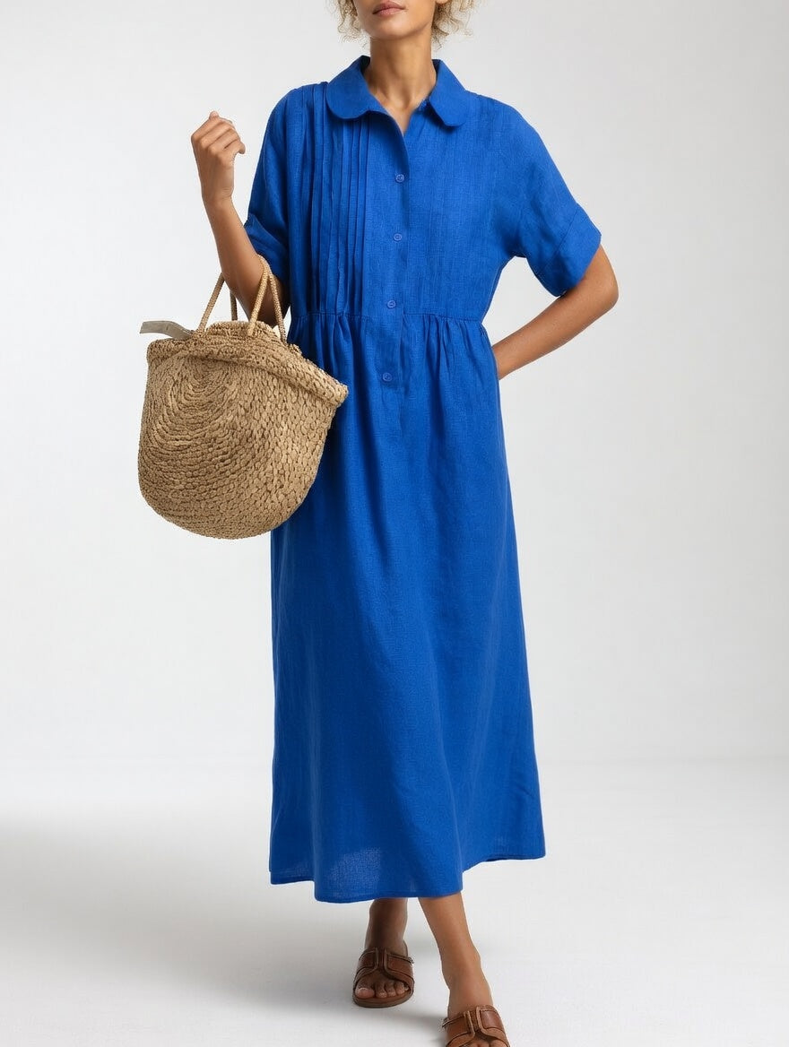 Women's Flowy Shirt Dress – Button Front Relaxed Day Dress