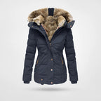 Women's Hooded Puffer Jacket – Mid-Length Quilted Winter Coat